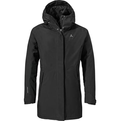 Schöffel Damen Parka Style Froda WMS, atmungsaktiver, wasserdichter Parka mit 2-Wege-Stretch, leichte Outdoorjacke mit verstellbarer Kapuze, black, 36 Schöffel Damen Parka Style Froda WMS, atmungsaktiver, wasserdichter Parka mit 2-Wege-Stretch, leichte Outdoorjacke mit verstellbarer Kapuze, black, 36