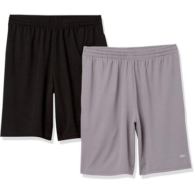 Amazon Essentials Herren Sportliche Basketball-Performance-Tech-Trainingsshorts mit Lockerer Passform, 20,3cm Beininnenlänge, 2er-Pack, Grau/Schwarz, XXL Große Größen Amazon Essentials Herren Sportliche Basketball-Performance-Tech-Trainingsshorts mit Lockerer Passform, 20,3cm Beininnenlänge, 2er-Pack, Grau/Schwarz, XXL Große Größen