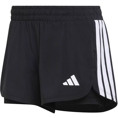 Adidas Damen Pacer Workout Woven 2In1 Shorts, Black, XL Adidas Damen Pacer Workout Woven 2In1 Shorts, Black, XL