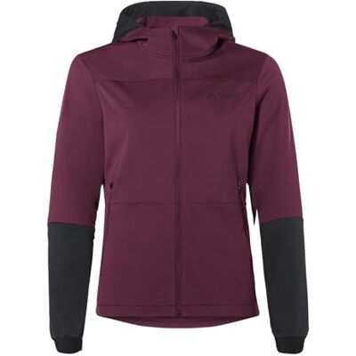 VAUDE Damen Fahrrad Softshelljacke Qimsa Hooded Softshell Jacket, winddicht & atmungsaktiv, cassis uni, 38 VAUDE Damen Fahrrad Softshelljacke Qimsa Hooded Softshell Jacket, winddicht & atmungsaktiv, cassis uni, 38