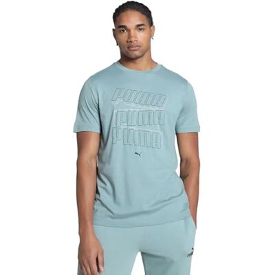 Puma Unisex ESS Logo LAB HOG Tee T-Shirts, Green Moon, Puma Unisex ESS Logo LAB HOG Tee T-Shirts, Green Moon,