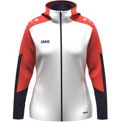 JAKO Damen Kapuzenjacke Dynamic, weiß/coral/marine, S JAKO Damen Kapuzenjacke Dynamic, weiß/coral/marine, S