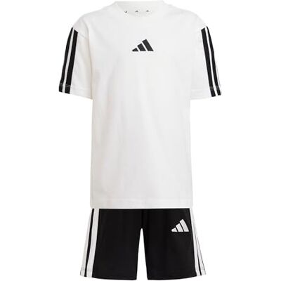 Adidas Unisex Kinder Essentials Small Logo Stripes Set Track Suit, white/black, 4-5 Years Adidas Unisex Kinder Essentials Small Logo Stripes Set Track Suit, white/black, 4-5 Years