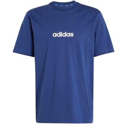 Adidas Herren Essentials Linear Single Jersey Shirt, Dark Blue/White, XXL Adidas Herren Essentials Linear Single Jersey Shirt, Dark Blue/White, XXL
