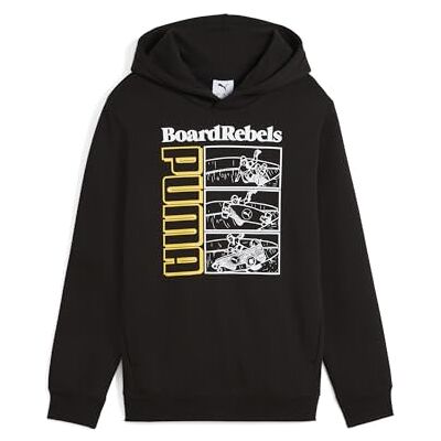 Puma Jungen MID90S Hoodie FL B Kapuzenpullis, Black, 128 Puma Jungen MID90S Hoodie FL B Kapuzenpullis, Black, 128
