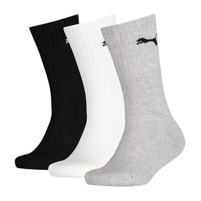 Puma Unisex Kinder Crew Socken, Grey/white/black, 31-34 EU Puma Unisex Kinder Crew Socken, Grey/white/black, 31-34 EU