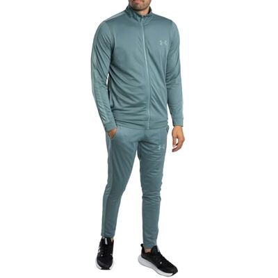 Under Armour Herren Rival Knit Track Suit, zweiteiliger Jogginganzug mit Hose und Sweatjacke, schnelltrocknender Trainingsanzug aus weichem Stricktrikot,Jasper Blue/Serpentine/Serpentine,SM Under Armour Herren Rival Knit Track Suit, zweiteiliger Jogginganzug mit Hose und Sweatjacke, schnelltrocknender Trainingsanzug aus weichem Stricktrikot,Jasper Blue/Serpentine/Serpentine,SM