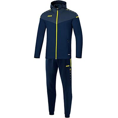 JAKO Herren Trainingsanzug Polyester Champ 2.0 mit Kapuze, Marine/Darkblue/Neongelb, S JAKO Herren Trainingsanzug Polyester Champ 2.0 mit Kapuze, Marine/Darkblue/Neongelb, S