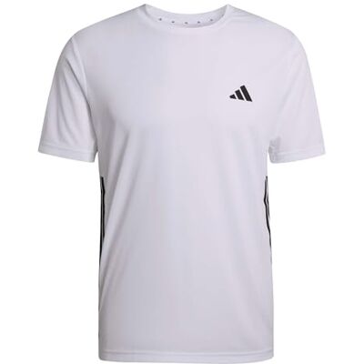 Adidas Herren Workout Essentials Base 3-Stripes Shirt, White/Black, M Adidas Herren Workout Essentials Base 3-Stripes Shirt, White/Black, M