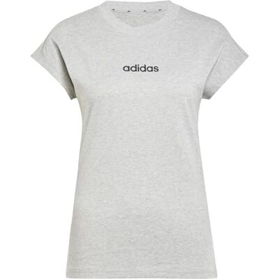 Adidas Damen Essentials Linear Cotton Shirt, medium Grey Heather/Black, XXL Adidas Damen Essentials Linear Cotton Shirt, medium Grey Heather/Black, XXL