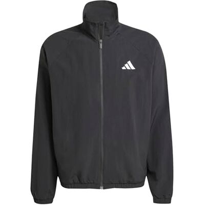 Adidas Herren Essentials Small Logo Windbreaker Coat, Black/White, M Adidas Herren Essentials Small Logo Windbreaker Coat, Black/White, M