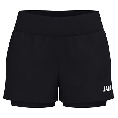 JAKO Damen 2-in-1 Shorts One, schwarz, 36 JAKO Damen 2-in-1 Shorts One, schwarz, 36