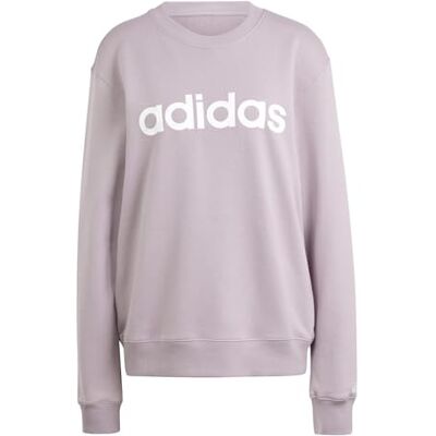 Adidas Damen Essentials Linear French Terry Sweatshirt, preloved fig/White, XS Adidas Damen Essentials Linear French Terry Sweatshirt, preloved fig/White, XS