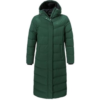 Schöffel Damen Down Coat Style Vindave WMS, wasserabweisender Wintermantel aus recyceltem Material, wärmende Daunenjacke mit legerer Passform, dark jade, 38 Schöffel Damen Down Coat Style Vindave WMS, wasserabweisender Wintermantel aus recyceltem Material, wärmende Daunenjacke mit legerer Passform, dark jade, 38