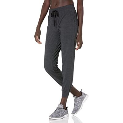 Amazon Essentials Damen Jogginghose aus Angerautem Tech-Stretch (Erhältlich in Übergröße), Schwarz Space-dye, L Amazon Essentials Damen Jogginghose aus Angerautem Tech-Stretch (Erhältlich in Übergröße), Schwarz Space-dye, L
