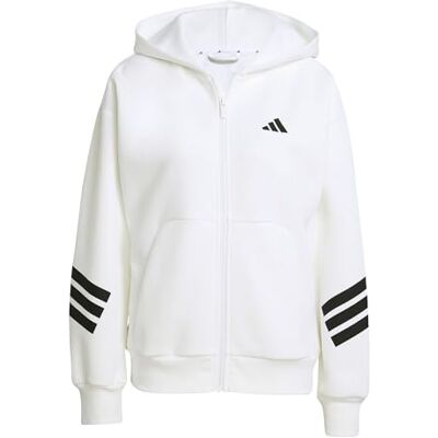 Adidas Women's Future Icons Three Stripes Full Zip Hoodie, White, XXS Adidas Women's Future Icons Three Stripes Full Zip Hoodie, White, XXS