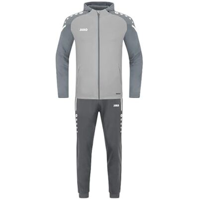 JAKO Herren Trainingsanzug Polyester Performance mit Kapuze, Soft Grey/Steingrau, S JAKO Herren Trainingsanzug Polyester Performance mit Kapuze, Soft Grey/Steingrau, S