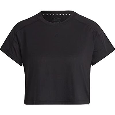 Adidas Damen AEROREADY Train Essentials 3 Bar Logo Crop Tee, Black, L Adidas Damen AEROREADY Train Essentials 3 Bar Logo Crop Tee, Black, L