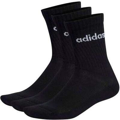 Adidas Unisex Kinder Linear Crew Cushioned Socks 3 Pairs, Black / White, 7-8 Years Adidas Unisex Kinder Linear Crew Cushioned Socks 3 Pairs, Black / White, 7-8 Years