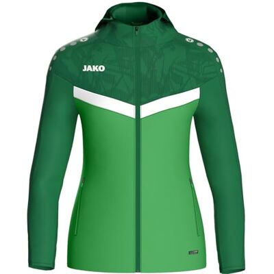 JAKO ICONIC Kapuzenjacke Gr. 40 Soft Green/Sportgrün Zipper Hoodie Damen, Bequeme Sweatjacke mit Keep Dry Funktion aus 100% recyceltem Polyester JAKO ICONIC Kapuzenjacke Gr. 40 Soft Green/Sportgrün Zipper Hoodie Damen, Bequeme Sweatjacke mit Keep Dry Funktion aus 100% recyceltem Polyester