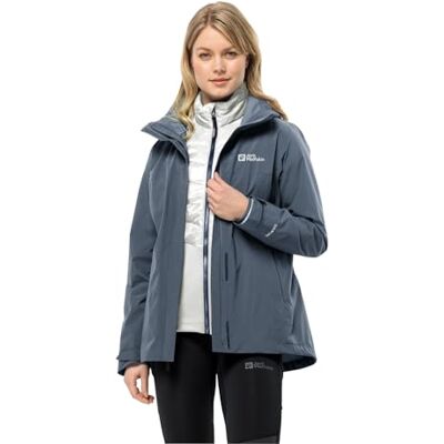 Jack Wolfskin Damen Luntal 3in1 Jkt W, Graphite/Cool Grey, XL EU Jack Wolfskin Damen Luntal 3in1 Jkt W, Graphite/Cool Grey, XL EU