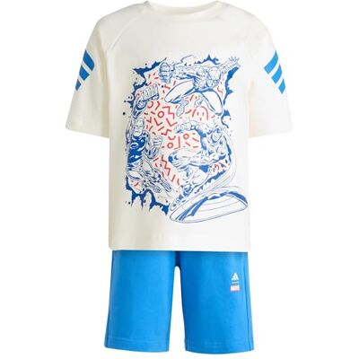 Adidas Unisex Kids MARVEL AVENGERS T-SHIRT SET, off white/ray blue, 5-6 Years Adidas Unisex Kids MARVEL AVENGERS T-SHIRT SET, off white/ray blue, 5-6 Years