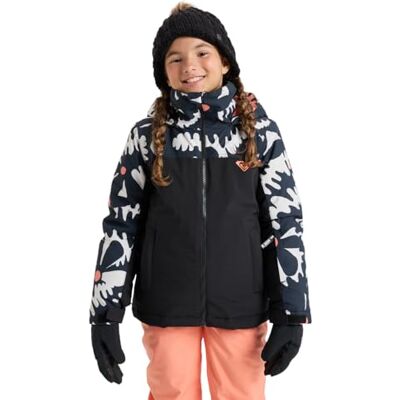 Roxy Snow Jacket Galaxy Girl Jacket Girl's Black 14 Roxy Snow Jacket Galaxy Girl Jacket Girl's Black 14