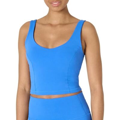 Amazon Essentials Damen Aktives FormFlex-Tanktop mit BH, Leichtem Halt und Verkürztem Schnitt, Butterweich, Ozeanblau, S Amazon Essentials Damen Aktives FormFlex-Tanktop mit BH, Leichtem Halt und Verkürztem Schnitt, Butterweich, Ozeanblau, S