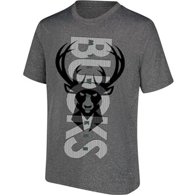 Ultra Game NBA Milwaukee Bucks Herren T-Shirt mit aufrechtem Logo, kurzärmelig, Anthrazit meliert, Größe XXL Ultra Game NBA Milwaukee Bucks Herren T-Shirt mit aufrechtem Logo, kurzärmelig, Anthrazit meliert, Größe XXL