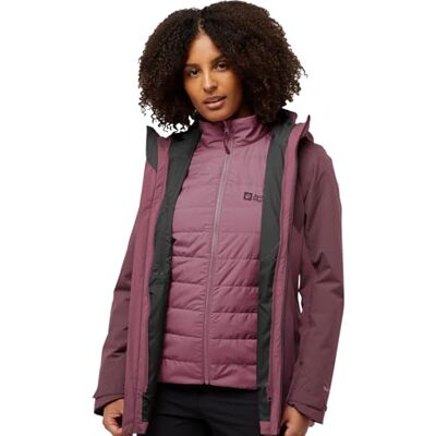 Jack Wolfskin Damen Hunberg 3in1 Jkt W, Raisin, M EU Jack Wolfskin Damen Hunberg 3in1 Jkt W, Raisin, M EU