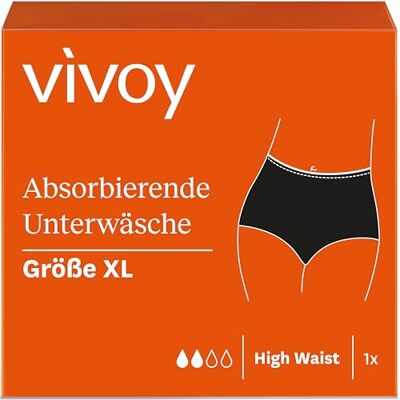 Vivoy Discreet absorbierende Unterwäsche High Waist XL schwarz, diskrete Hygienewäsche, saugstark bei leichter Blasenschwäche, waschbare und wiederverwendbare Inkontinenzunterwäsche für Damen Vivoy Discreet absorbierende Unterwäsche High Waist XL schwarz, diskrete Hygienewäsche, saugstark bei leichter Blasenschwäche, waschbare und wiederverwendbare Inkontinenzunterwäsche für Damen