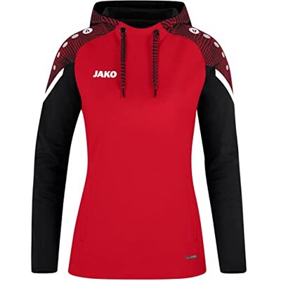 JAKO Damen Kapuzensweatshirt Performance, Rot/Schwarz, 38 JAKO Damen Kapuzensweatshirt Performance, Rot/Schwarz, 38
