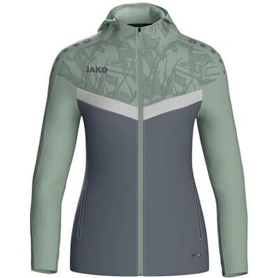 JAKO ICONIC Kapuzenjacke Gr. 38 Anthra Light/Mintgrün/Soft Grey Zipper Hoodie Damen, Bequeme Sweatjacke mit Keep Dry Funktion aus 100% recyceltem Polyester JAKO ICONIC Kapuzenjacke Gr. 38 Anthra Light/Mintgrün/Soft Grey Zipper Hoodie Damen, Bequeme Sweatjacke mit Keep Dry Funktion aus 100% recyceltem Polyester