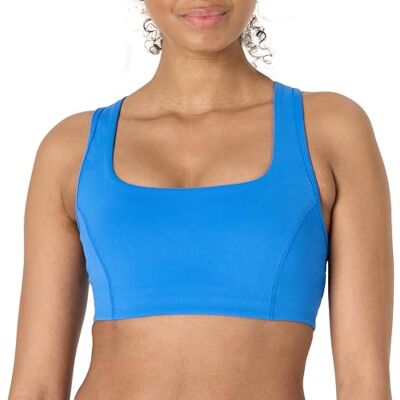 Amazon Essentials Damen Sport BH mit Racerback, Active FormFlex Butterweich mit Eckigem Ausschnitt für Leichten Halt, Ozeanblau, S Amazon Essentials Damen Sport BH mit Racerback, Active FormFlex Butterweich mit Eckigem Ausschnitt für Leichten Halt, Ozeanblau, S