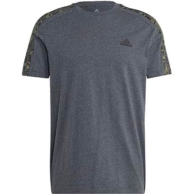 Adidas Herren Essentials Single Jersey 3-Stripes Tee, Dark Grey Heather/Black, S Adidas Herren Essentials Single Jersey 3-Stripes Tee, Dark Grey Heather/Black, S