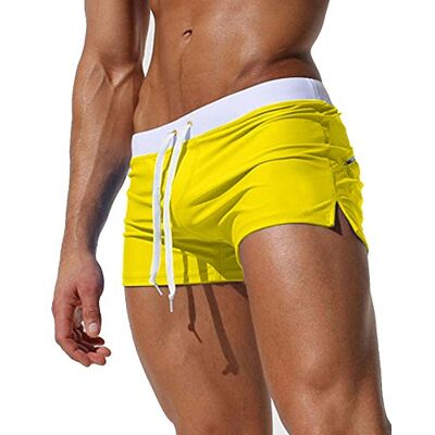 Gfirmament Herren-Badehose/Shorts mit Reißverschluss-Tasche, YellowYellow, UK XL_(Asia Tag XXL) Gfirmament Herren-Badehose/Shorts mit Reißverschluss-Tasche, YellowYellow, UK XL_(Asia Tag XXL)