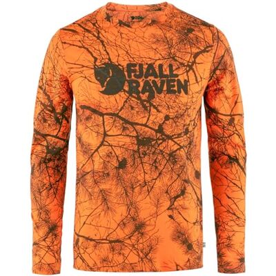 Fjällräven Herren Värmland Wool LS T-Shirt, Orange Multi Camo, M Fjällräven Herren Värmland Wool LS T-Shirt, Orange Multi Camo, M