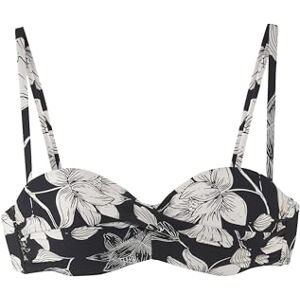 s.Oliver Bügel-Bandeau-Bikini-Top mit schwarz-weißem Blumenmuster s.Oliver Bügel-Bandeau-Bikini-Top mit schwarz-weißem Blumenmuster