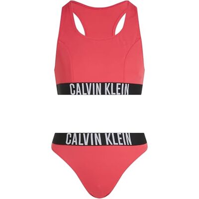Calvin Mädchen Bikini Bralette Set mit Logobund, Rot (Deep Crimson Fruit), 8-10 Jahre Calvin Mädchen Bikini Bralette Set mit Logobund, Rot (Deep Crimson Fruit), 8-10 Jahre
