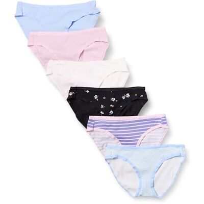 Amazon Essentials Damen Bikini-Unterhosen aus Baumwolle (in Übergröße erhältlich), 6er Pack, Blau/Hellrosa/Schwarz Floral/Streifen/Streublumen/Weiß, 38 Amazon Essentials Damen Bikini-Unterhosen aus Baumwolle (in Übergröße erhältlich), 6er Pack, Blau/Hellrosa/Schwarz Floral/Streifen/Streublumen/Weiß, 38