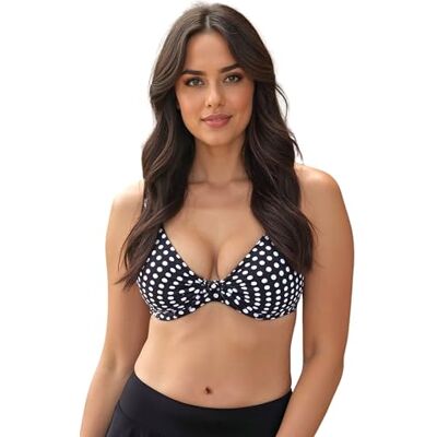 VIVISENCE Bikini Oberteil Damen Bügel Schleife Formend Stützfunktion 3203, Gepunktet,85D VIVISENCE Bikini Oberteil Damen Bügel Schleife Formend Stützfunktion 3203, Gepunktet,85D