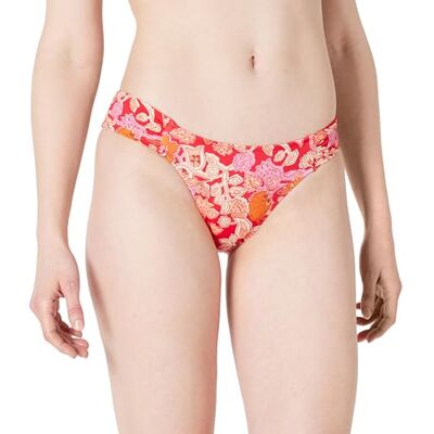 Amazon Essentials Damen Bikini-Unterteil mit Einsatz an Der Seite, Bademode, Hellrot Mehrfarbig Folk-Blumenmuster, 44 Amazon Essentials Damen Bikini-Unterteil mit Einsatz an Der Seite, Bademode, Hellrot Mehrfarbig Folk-Blumenmuster, 44