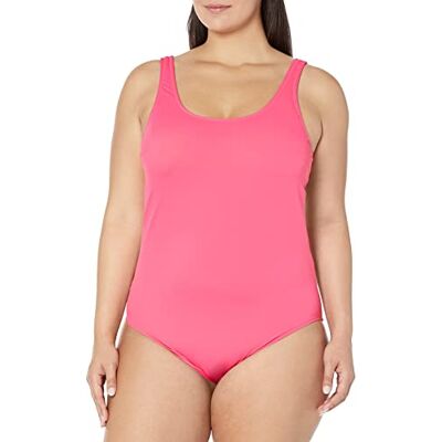 Amazon Essentials Damen Einteiliger bedeckender Badeanzug mit Rundhalsausschnitt (in Übergröße erhältlich), Intensive Rosa, 6XL Große Größen Amazon Essentials Damen Einteiliger bedeckender Badeanzug mit Rundhalsausschnitt (in Übergröße erhältlich), Intensive Rosa, 6XL Große Größen