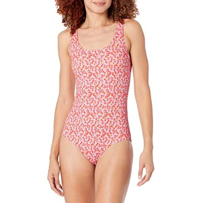 Amazon Essentials Damen Einteiliger bedeckender Badeanzug mit Rundhalsausschnitt (in Übergröße erhältlich), Blasser Pfirsich Mikrofloral, 38 Amazon Essentials Damen Einteiliger bedeckender Badeanzug mit Rundhalsausschnitt (in Übergröße erhältlich), Blasser Pfirsich Mikrofloral, 38