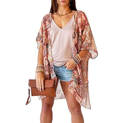 CATCHY & CRAFTY Damen Strand-Bikini, Kimono, Resort, Urlaub, Outfit, Lässig, Lockeres Oberteil, Bohemian-Stil Überwurf für Schwimmbekleidung, Paisley, Mehrfarbig, natürlich, OneSize CATCHY & CRAFTY Damen Strand-Bikini, Kimono, Resort, Urlaub, Outfit, Lässig, Lockeres Oberteil, Bohemian-Stil Überwurf für Schwimmbekleidung, Paisley, Mehrfarbig, natürlich, OneSize