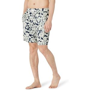 Amazon Essentials Herren Badeshorts Lang Badehose Herren 23cm mit Netzfutter, Taschen und Kordelzugverschluss, Marineblau Folk Floral, XXL