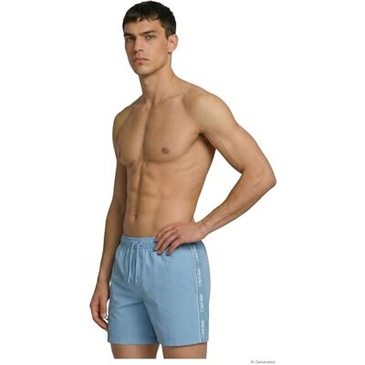 Calvin Herren Badehose Medium Drawstring Core mit Tunnelzug, Blau (Gulf Blue), S Calvin Herren Badehose Medium Drawstring Core mit Tunnelzug, Blau (Gulf Blue), S