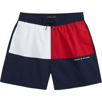 Tommy Hilfiger Jungen Badeshorts Medium Drawstring mit Taillenzug, Blau (Dark Night Navy), 10-12 Jahre Tommy Hilfiger Jungen Badeshorts Medium Drawstring mit Taillenzug, Blau (Dark Night Navy), 10-12 Jahre