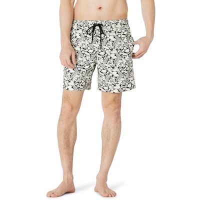 Amazon Essentials Herren Badehose mit Netzfutter, Taschen und Kordelzugverschluss, Schwarz Elfenbein Tropische Blätter, L Amazon Essentials Herren Badehose mit Netzfutter, Taschen und Kordelzugverschluss, Schwarz Elfenbein Tropische Blätter, L