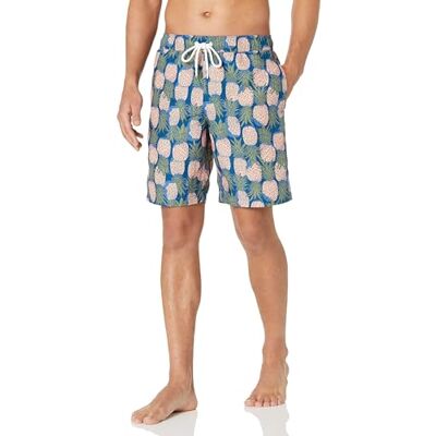 Amazon Essentials Herren Badehose, 23 cm, Mit Lockerer Passform und Schnelltrocknend Auslauffarben, Marineblau Pfirsich Ananasaufdruck, XL Amazon Essentials Herren Badehose, 23 cm, Mit Lockerer Passform und Schnelltrocknend Auslauffarben, Marineblau Pfirsich Ananasaufdruck, XL